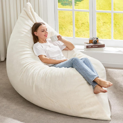 Hobestluk 3 in 1 Bean Bag Chair Giant Bean Bag Chairs for Adults with Plush Faux Fur Cover