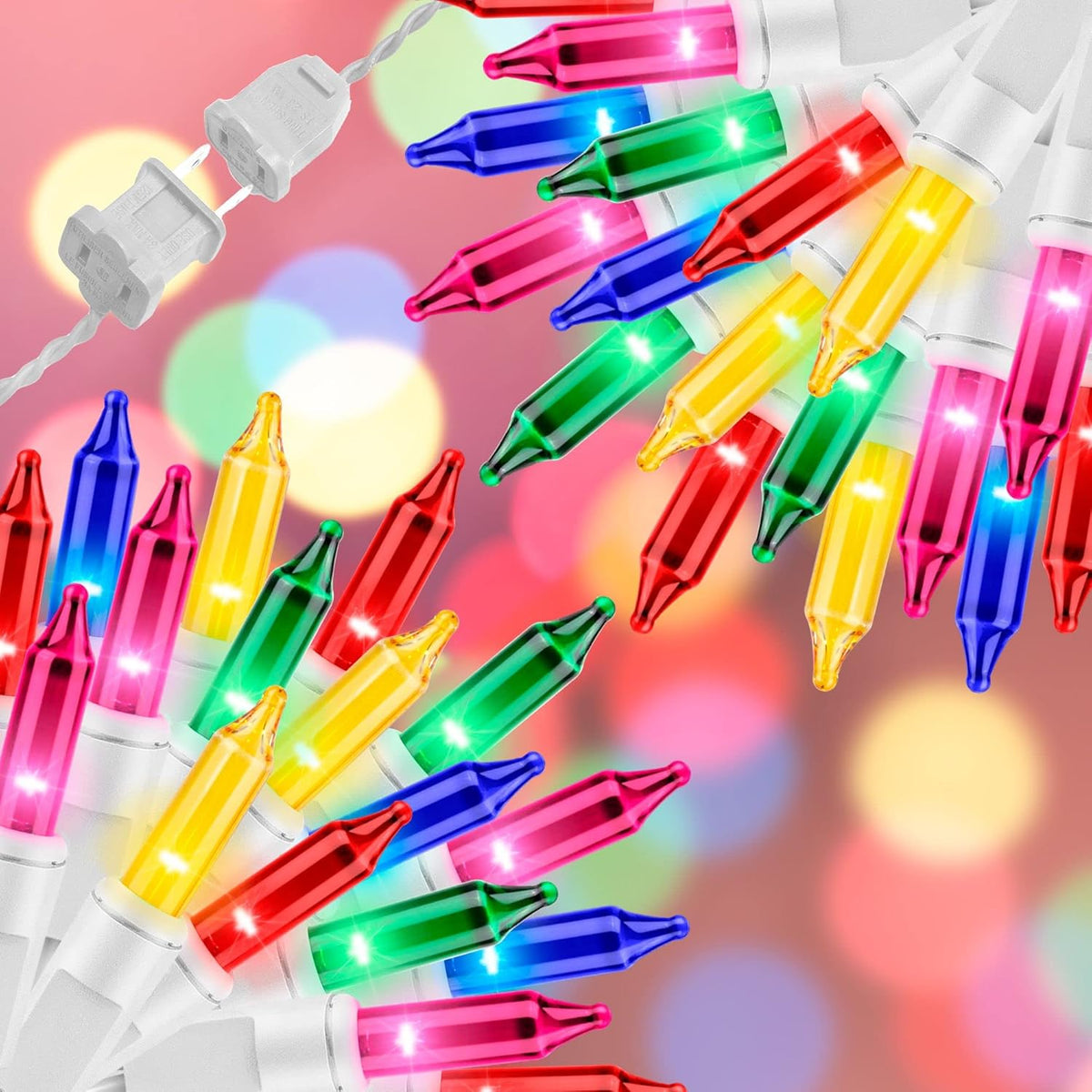 100LIGHTS Multi Easter Mini String Lights，Connectors Christmas Decorative Lights 19.6 UL Certified