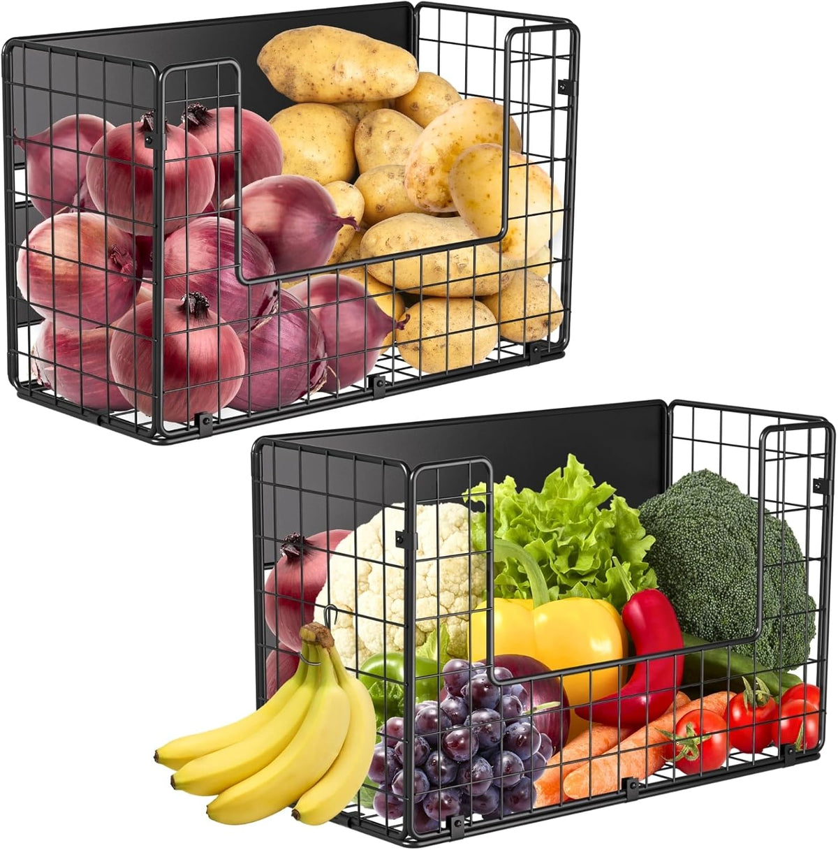 2 Set Magnetic Shelf for Fridge, Fruit Potato & Onion Storage Bins, Pantry Organizers & Storage
