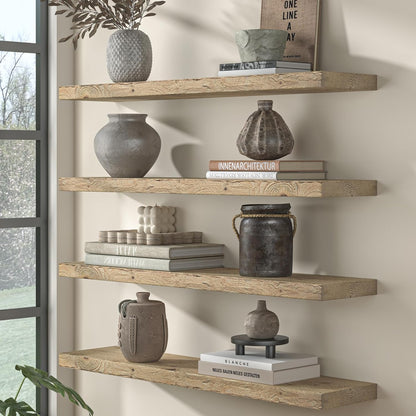 Fun Memories Floating Shelves for Wall Decor, 36"x8" Rustic Reclaimed Wood Shelves, Heavy-Duty Wall