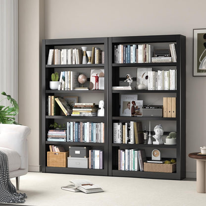 Metal Bookshelf Adjustable - 61" Tall Black Bookcase, 5 Tier Book Shelf, Tooless Assembly Book
