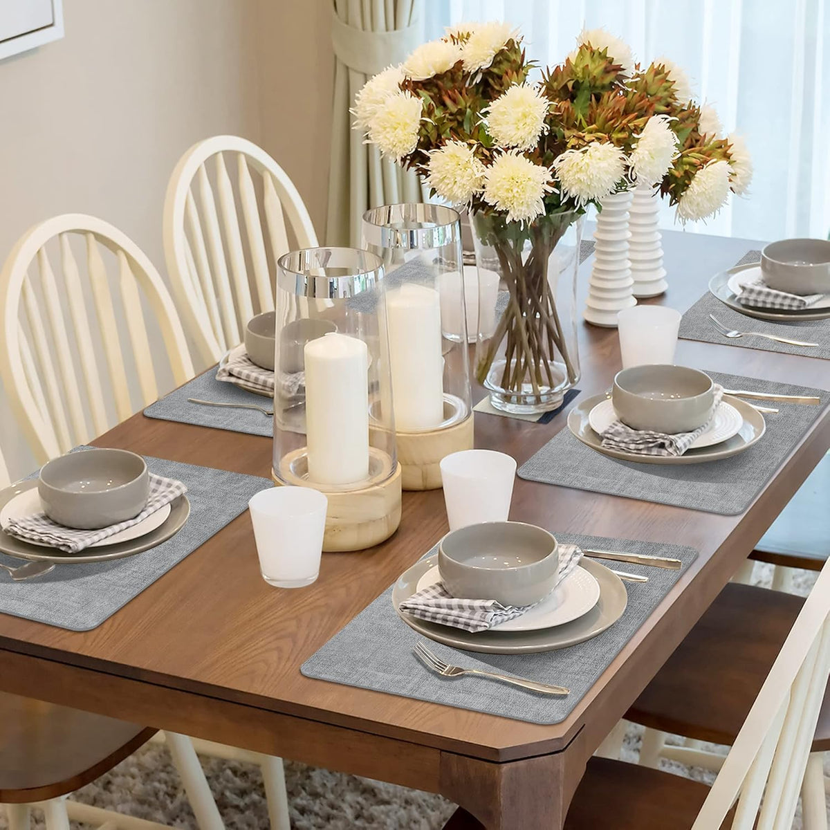 Maxpearl Faux Leather Placemats Set of 6 - Waterproof - Wipe Clean - Heat Resistant - Anti Slip