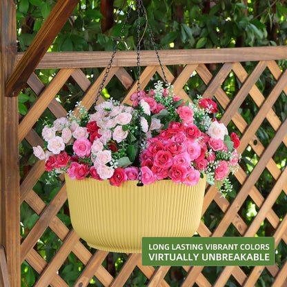 Dexceder 11.2 Inch Self Watering Hanging Planters Indoor Outdoor, Thickened Hanging Basket Flower