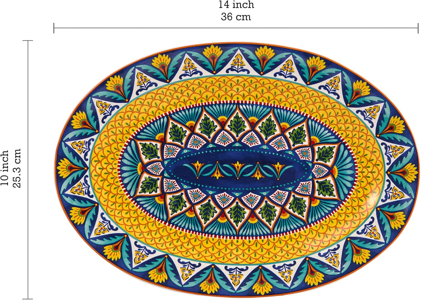 Bico Havana 16 plus 14 inch Oval Platters Set, Set of 2, Microwave and Dishwasher Safe, for Serving