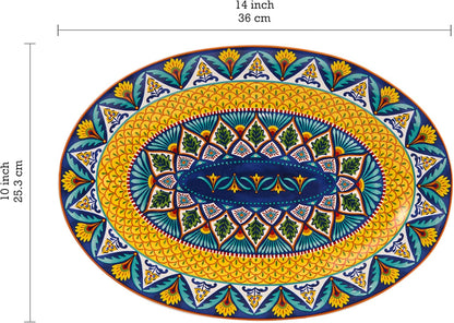 Bico Havana 16 plus 14 inch Oval Platters Set, Set of 2, Microwave and Dishwasher Safe, for Serving