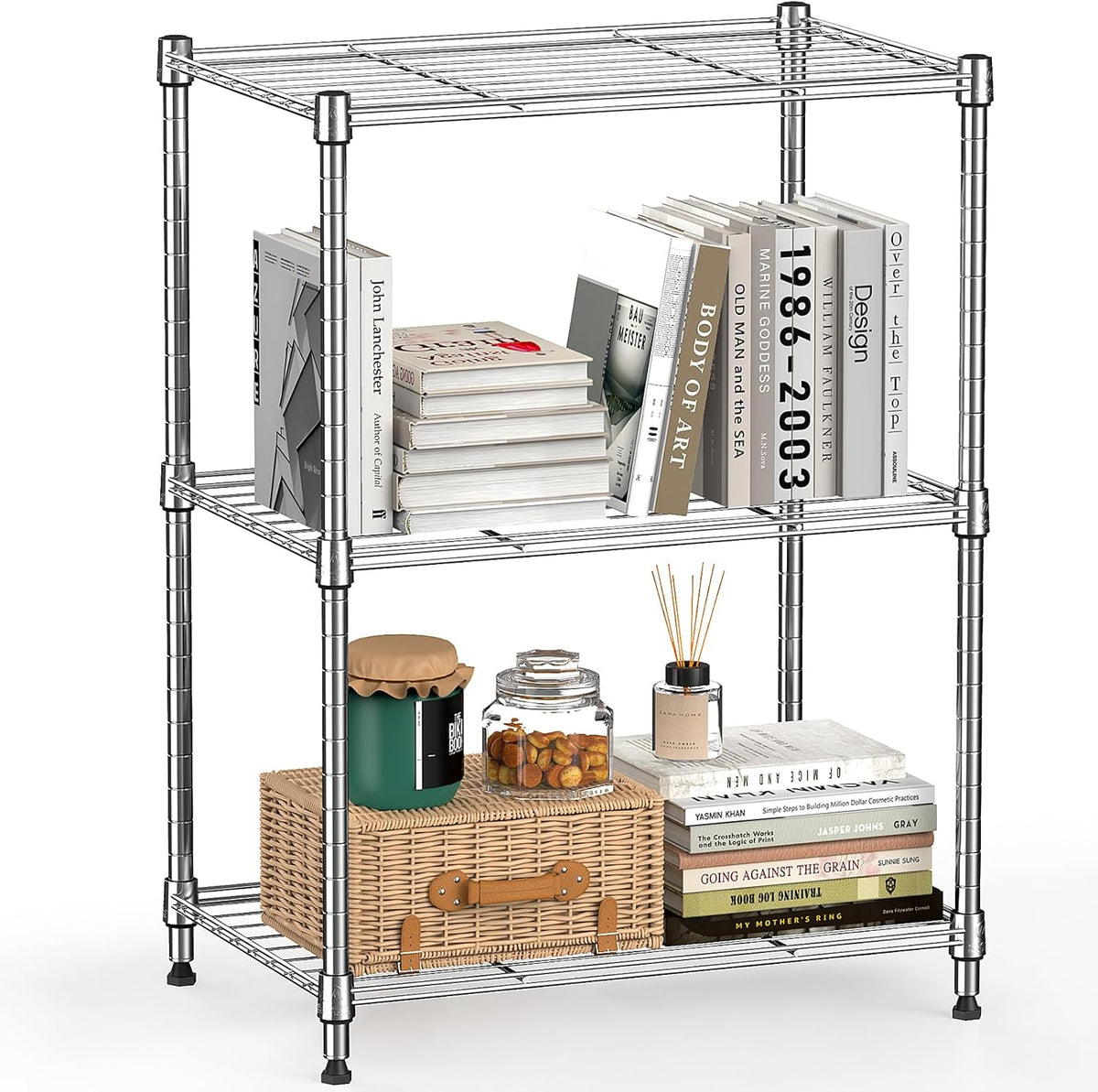 450 lbs Wire Storage Shelving 3-Tier Utility Shelving Unit Steel Organizer Wire Rack for