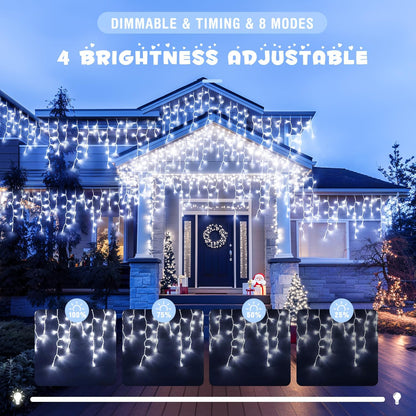 JMEXSUSS Christmas Icicle Lights for Outside: 800 LED White Icicle Lights Outdoor Waterproof