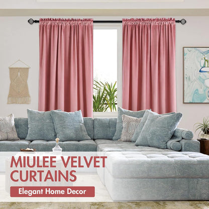 MIULEE Blush Pink Velvet Curtains Thermal Insulated Blackout Curtain Drapes for Bedroom Living Room