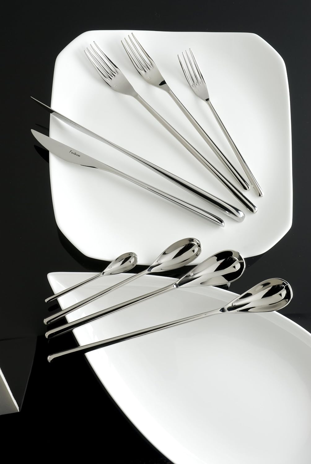 FORTESSA Dragonfly 18/10 Stainless Steel Flatware, 20 Piece Place Setting With Table Knives, Forks