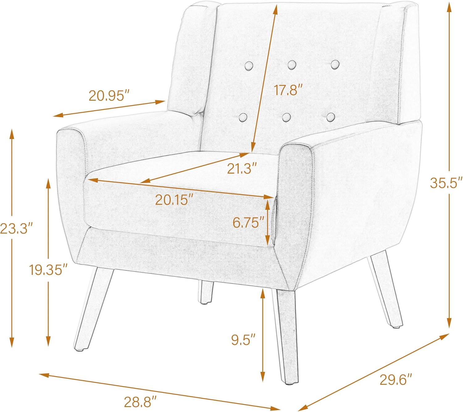 UIXE Faux Leather Accent Chairs Set of 4, Modern Arm Club Chair Upholstered Armchair for Living