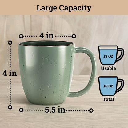 Ceramic Coffee Mugs Set of 4 - 16 oz Coffee Mug Set of 4 - Thick Durable Ceramic Mugs with