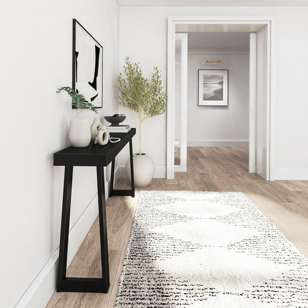 Plank+Beam Solid Wood Console Table, 66 Inch, Sofa Table, Narrow Entryway Table for Hallway, Behind