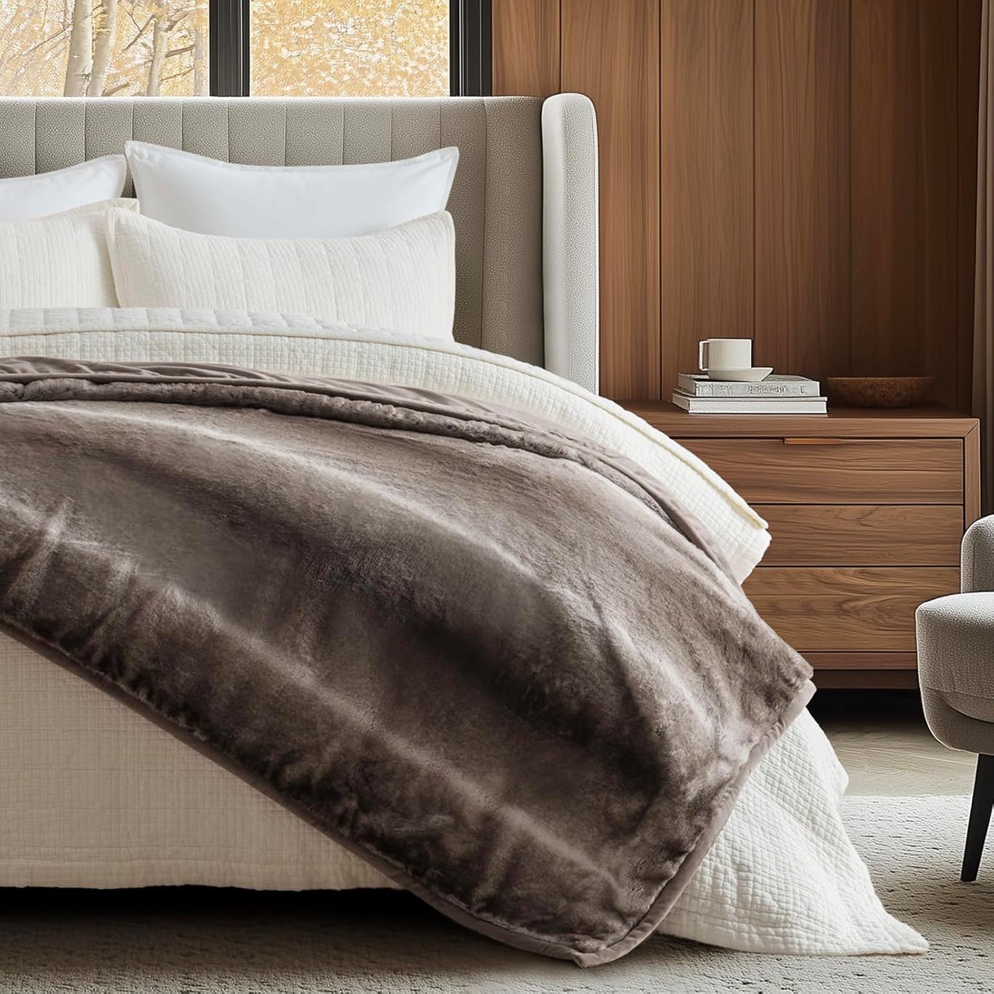 Ultra Soft Luxury Fluffy Mink Faux Fur Throw Blanket, Thick Warm Fall Winter Blankets for Bed