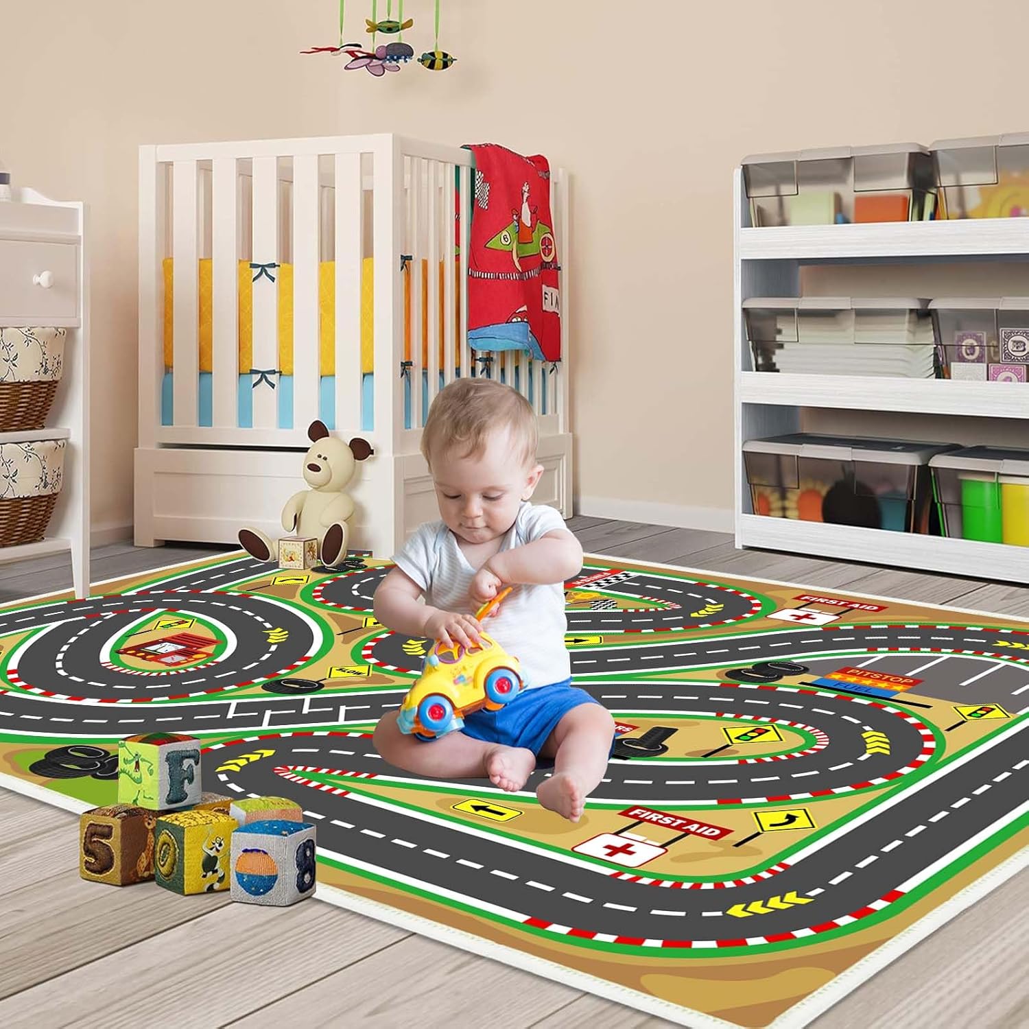 Kids Rug Play mat Playroom Rugs Car Rugs for Kids Toy Cars Race Track for Classroom Rug