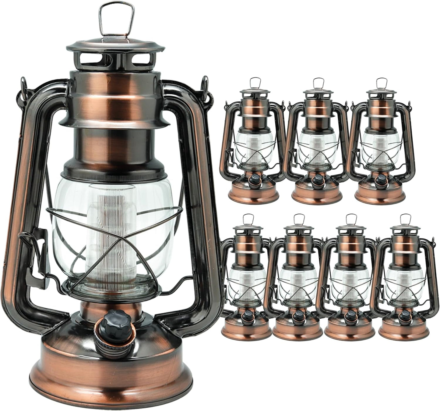 YAKii LED Vintage Lantern Metal Hanging Hurricane 12 LED Dimmer Switch Warm White Battery Operated