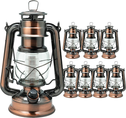 YAKii LED Vintage Lantern Metal Hanging Hurricane 12 LED Dimmer Switch Warm White Battery Operated