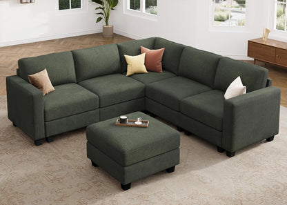 HONBAY Corduroy Modular Sectional Couch with Storage L-Shaped Sectional Couches for Living Room 6