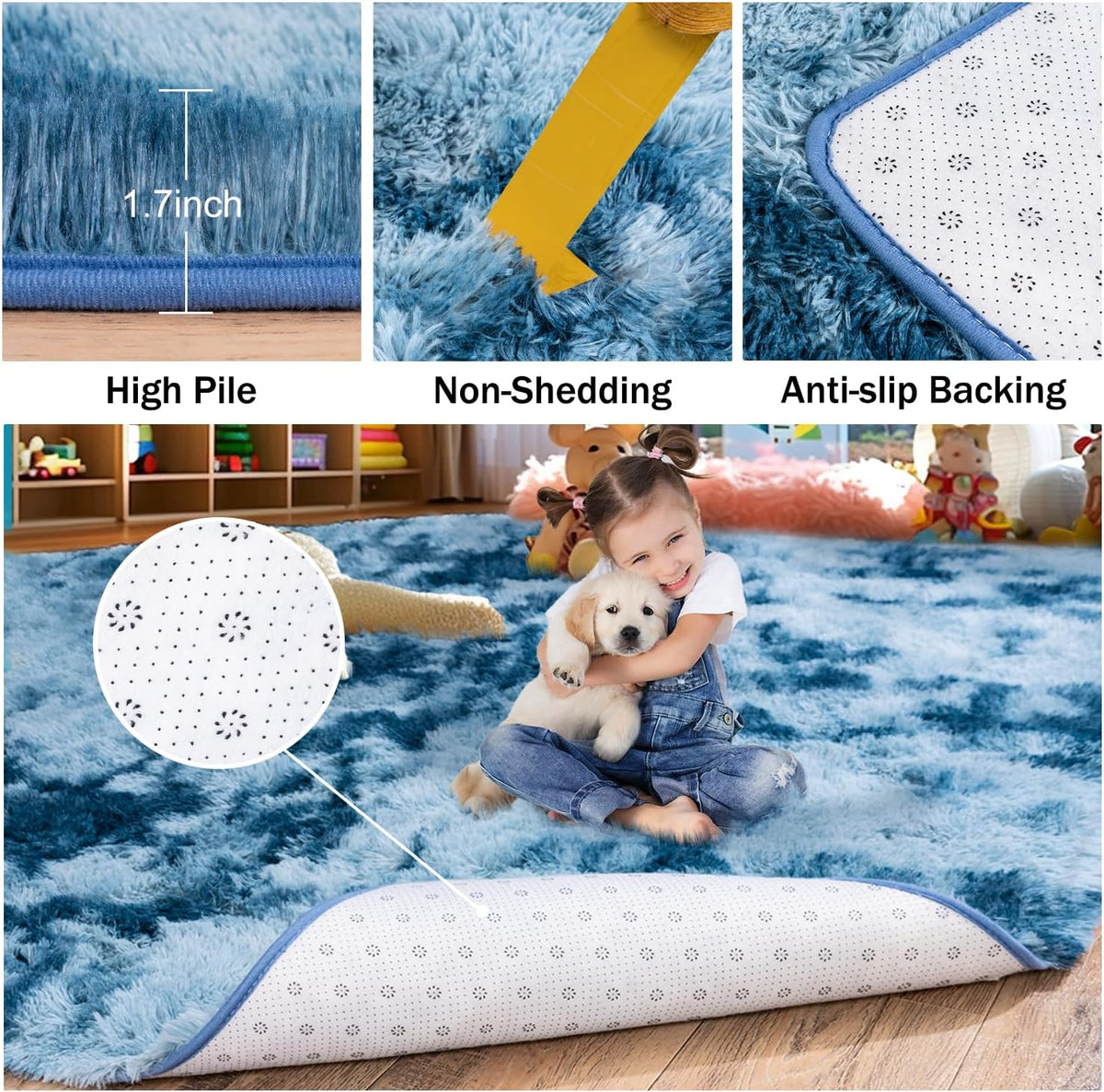 Rezutan Soft Rug for Living Room Bedroom Large Comfy Modern Shaggy Fuzzy for Kids, Plush Indoor