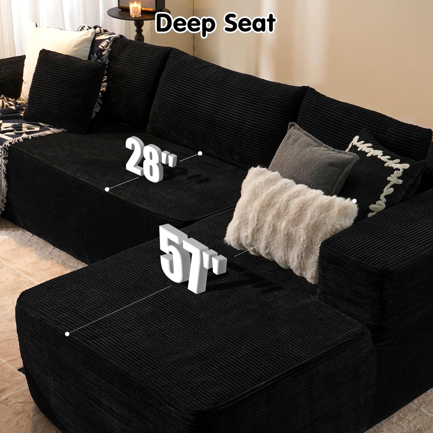 ovios 104" Cloud Sectional Couch with L-Shape Chaise,Modern Modular Sofa with Deep Seat