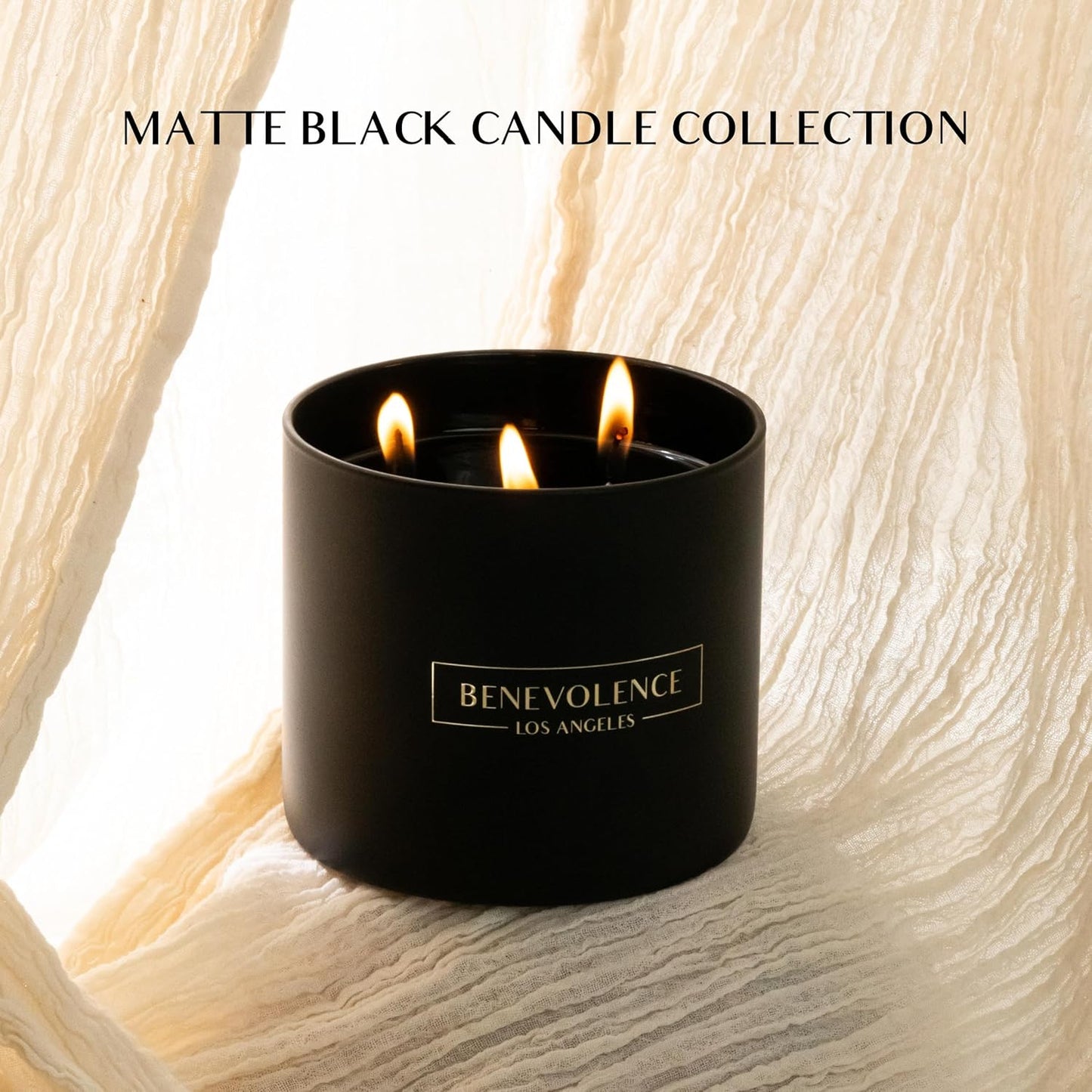Benevolence LA 3 Wick Candle, Charcoal Large Scented Candle | Soy Candles | Gifts for Women and Men