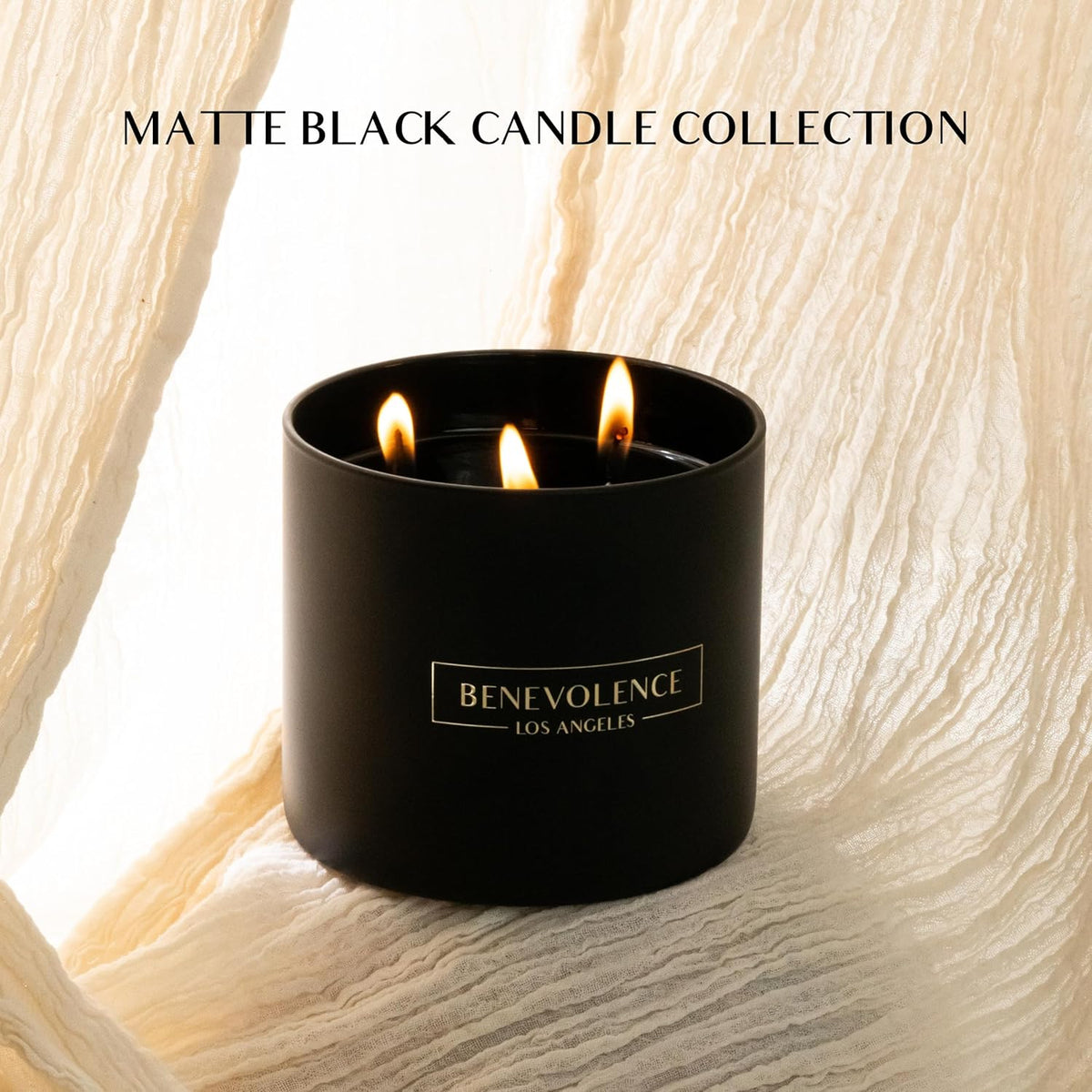 Benevolence LA 3 Wick Candle, Charcoal Large Scented Candle | Soy Candles | Gifts for Women and Men