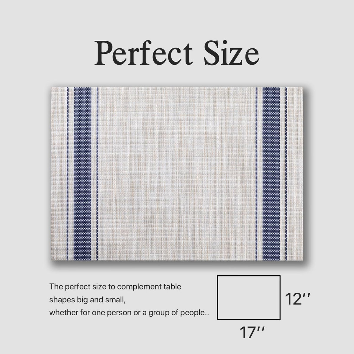 Placemats Set of 6 - Easy Clean Woven Vinyl Placemats for Dining Table, Indoor/Outdoor Place Mats