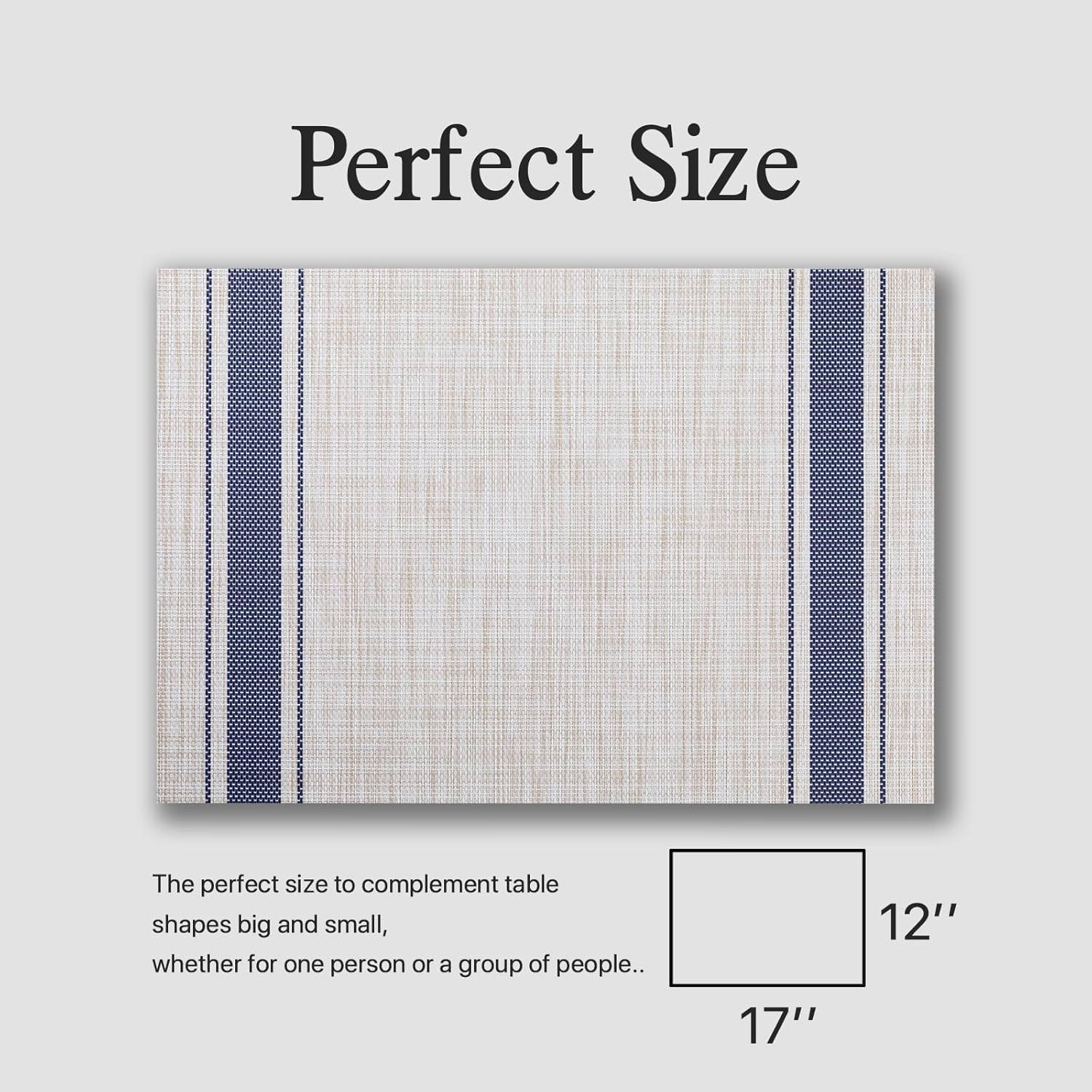 Placemats Set of 6 - Easy Clean Woven Vinyl Placemats for Dining Table, Indoor/Outdoor Place Mats
