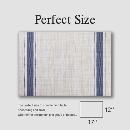 Placemats Set of 6 - Easy Clean Woven Vinyl Placemats for Dining Table, Indoor/Outdoor Place Mats