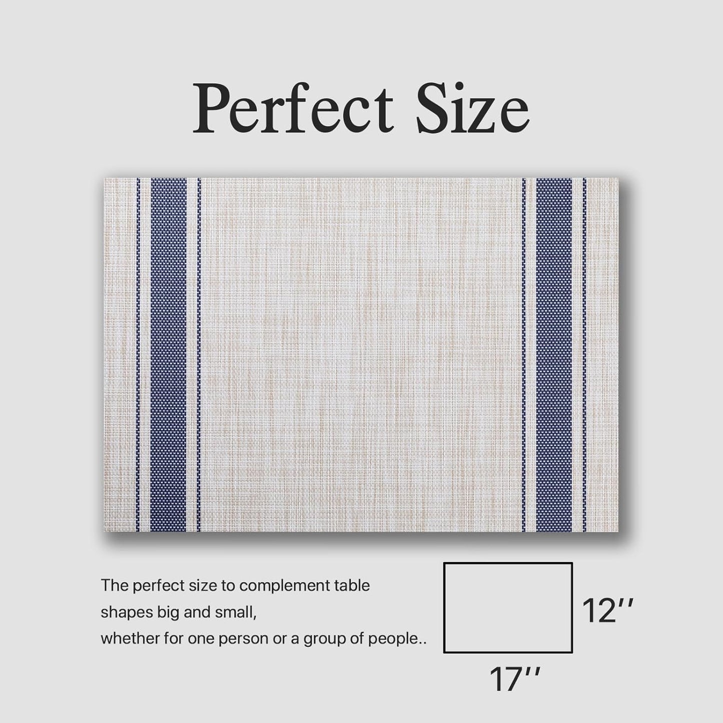 Placemat Set of 4 - Easy Clean Woven Vinyl Placemats for Dining Table, Indoor/Outdoor Place Mats