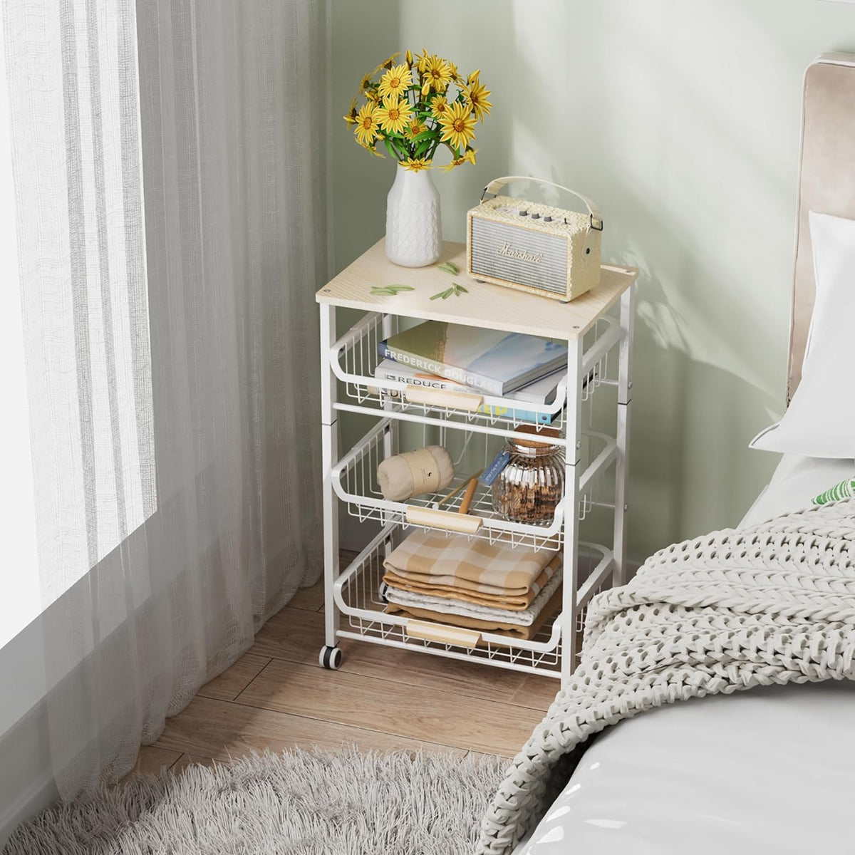 4-Layer Fruit Basket Kitchen Food Storage Organizer and Storage Rack, Stackable Storage cart with
