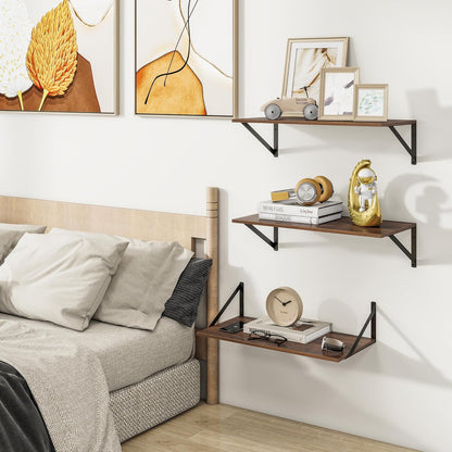 Heimlove 24" W x 12" D Wall Shelves for Books, 12 Inch Deep Floating Shelves Set of 3, Wide