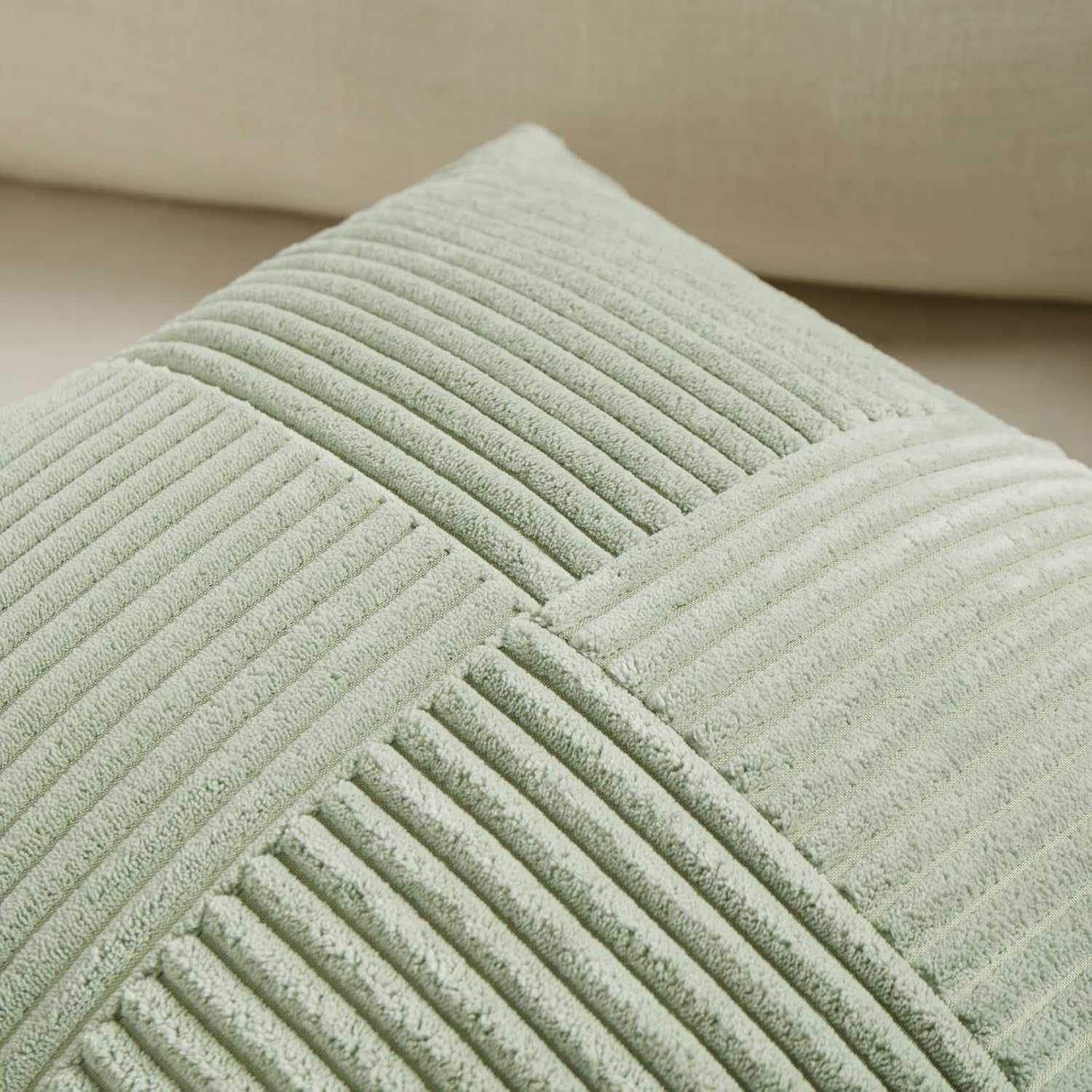 Fancy Homi 2 Packs Sage Green Decorative Throw Pillow Covers 20x20 Inch for Living Room Couch Bed