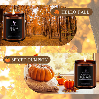 Fall Candles Set, 4 Pack Candles for Home Scented Natural Soy Wax, Autumn Gifts Set for Women Men
