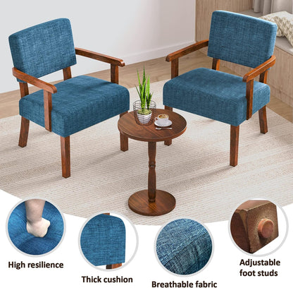 Accent Chair Set of 2 with Table, Living Room Chairs with Soft Seat and Armrests for Living Room