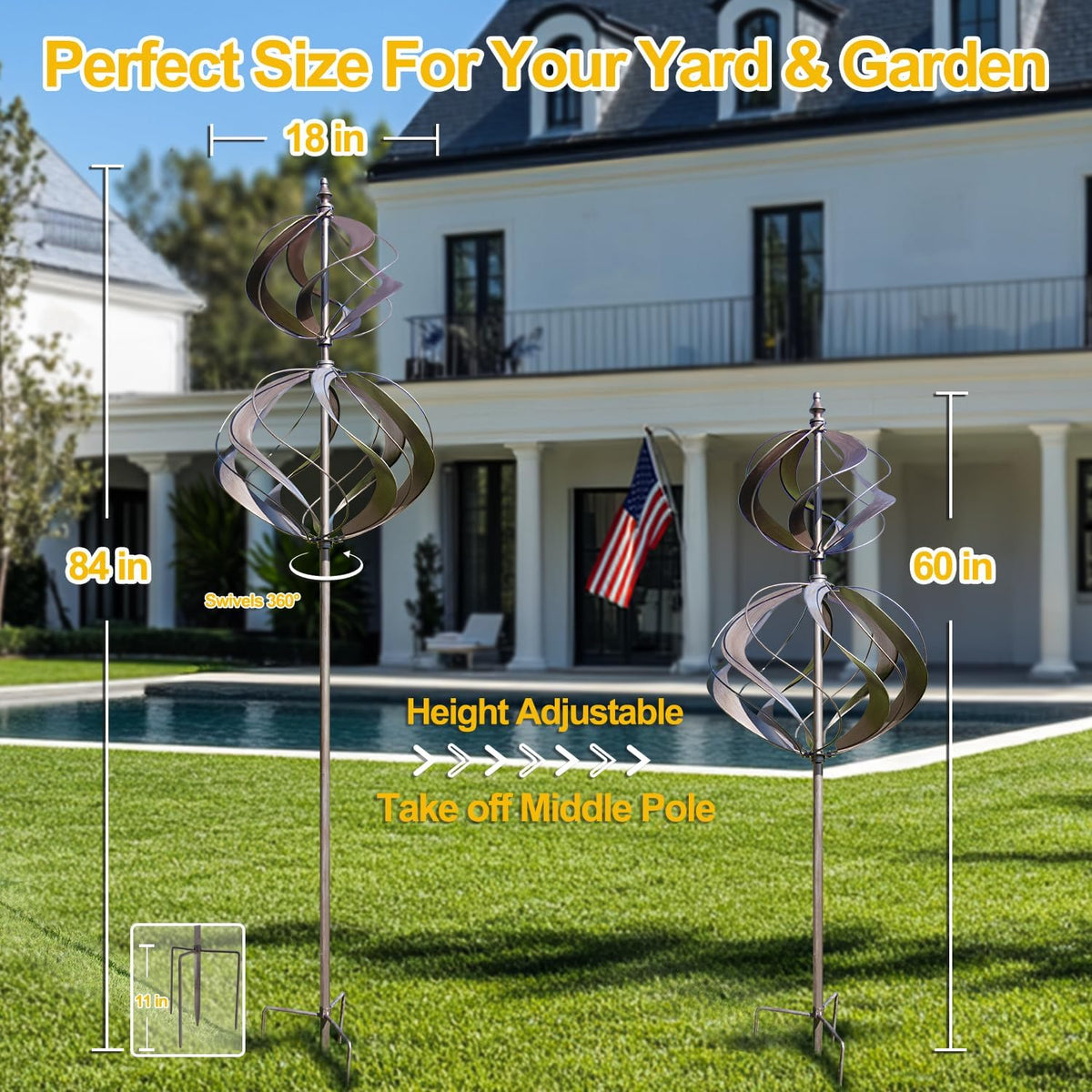 LimeHill Wind Spinner for Yard and Garden - Large Metal Windspinners for Outdoor Decorations