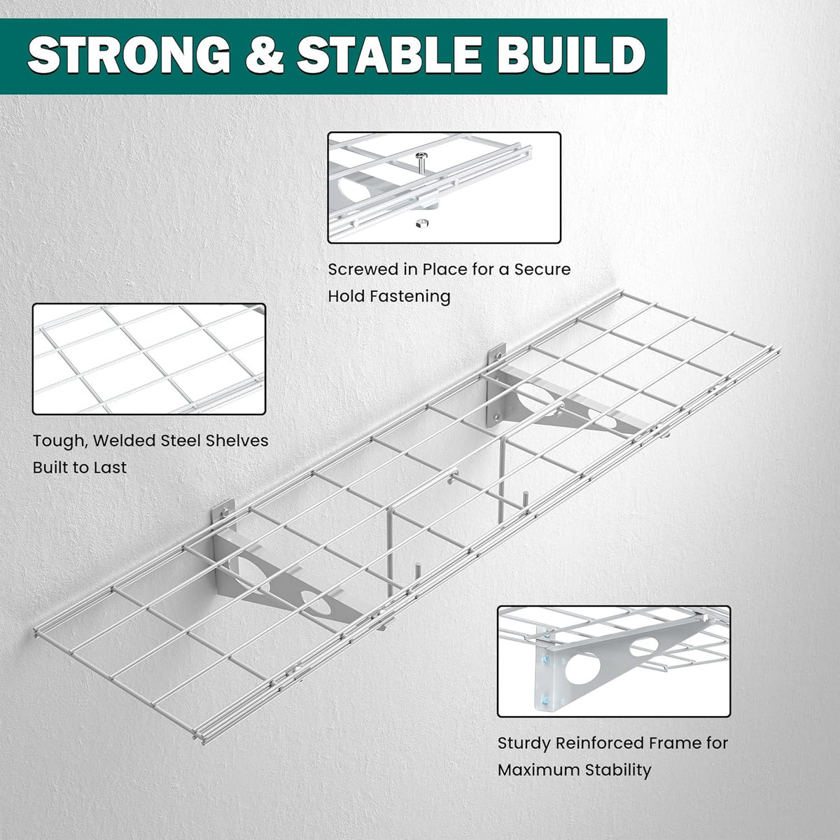 EVERHANGER Garage Wall Shelves, 12 X 48 Inch Wall Mounted Storage Shelves, Heavy Duty Metal