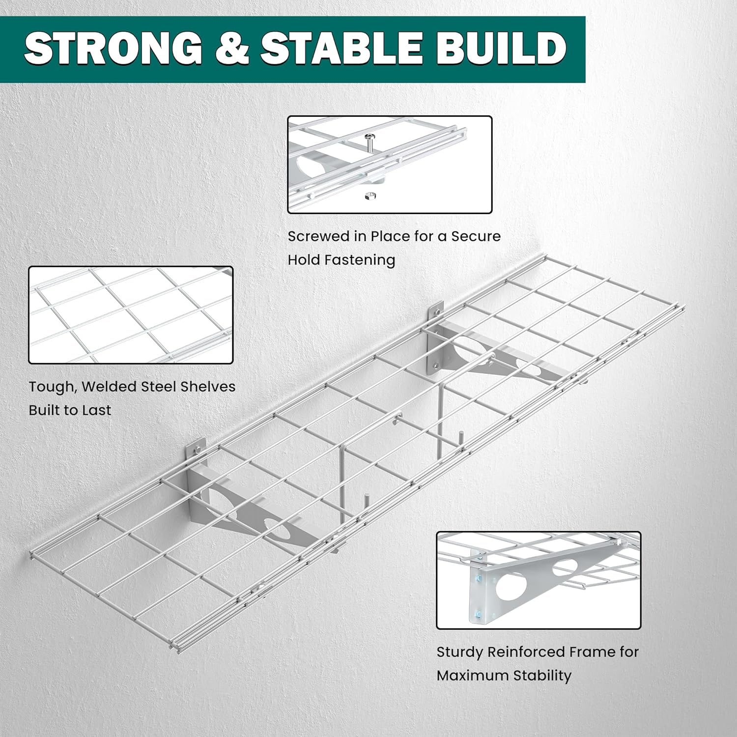 EVERHANGER Garage Wall Shelves, 12 X 48 Inch Wall Mounted Storage Shelves, Heavy Duty Metal