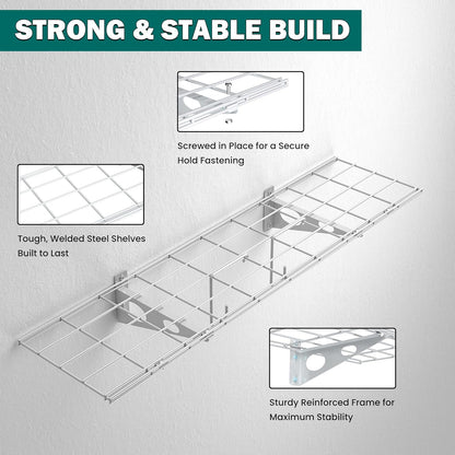EVERHANGER Garage Wall Shelves, 12 X 48 Inch Wall Mounted Storage Shelves, Heavy Duty Metal