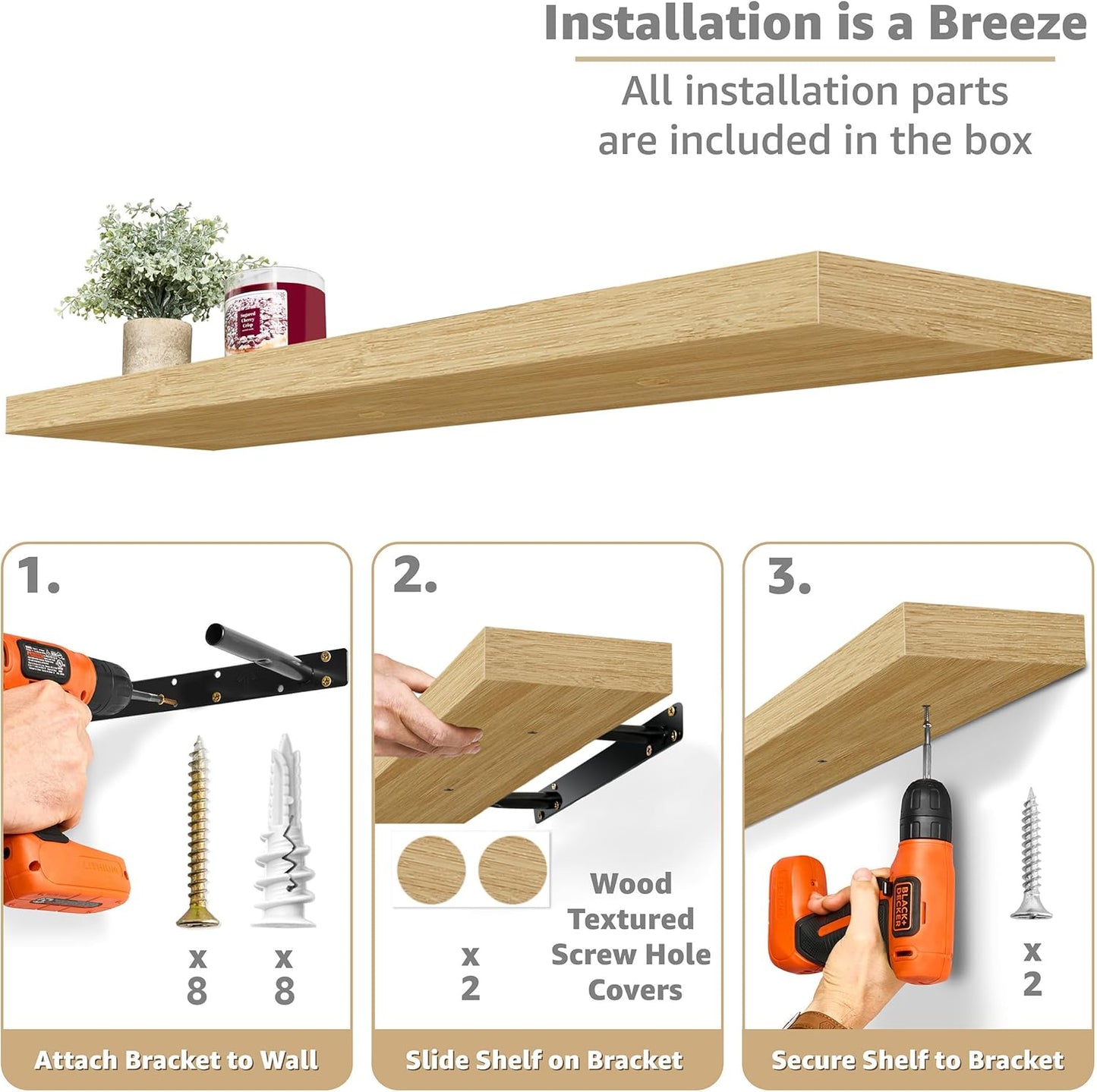 Sorbus Floating Shelves for Wall - 35 Inch Long Bathroom Shelves, Wall Decor for Bedroom, Kitchen