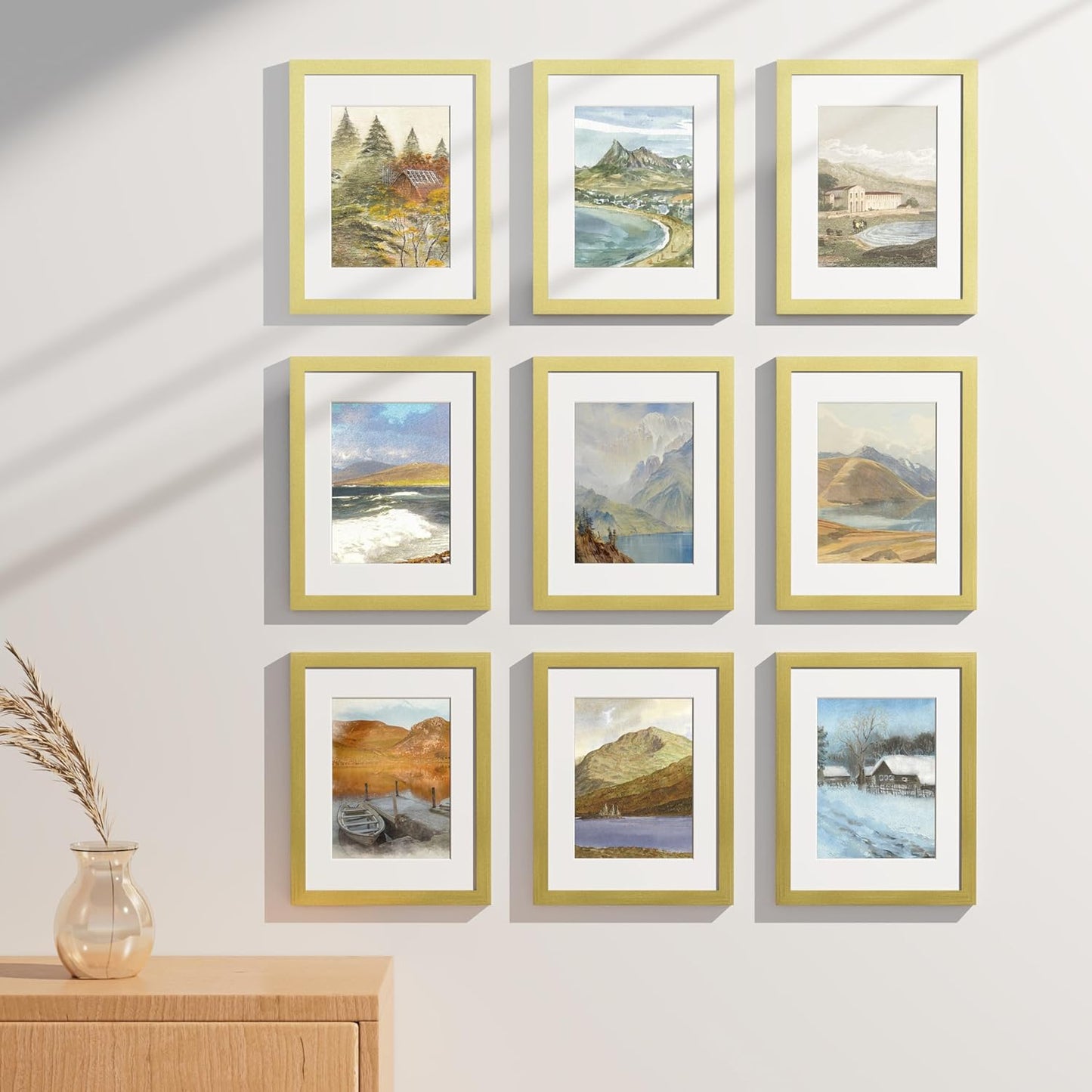 Vittanly 8.5x11 Picture Frames Set of 9, Shatter Resistant Plexiglass, Display 6x8 Pictures with