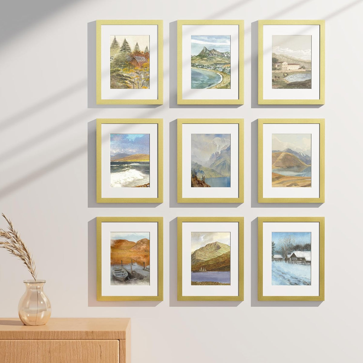 Vittanly 8.5x11 Picture Frames Set of 9, Shatter Resistant Plexiglass, Display 6x8 Pictures with