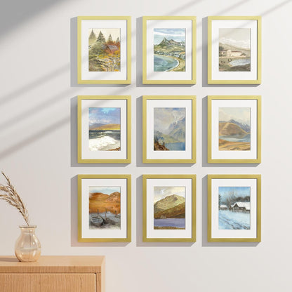 Vittanly 8.5x11 Picture Frames Set of 9, Shatter Resistant Plexiglass, Display 6x8 Pictures with