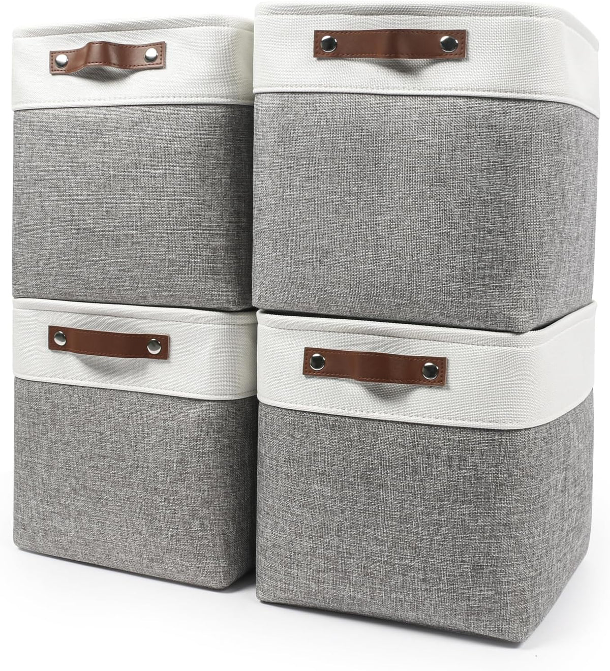 Collapsible Fabric Storage Cubes 11x11 Cube Storage Bins, 4 Pack Closet Baskets Box with Handles