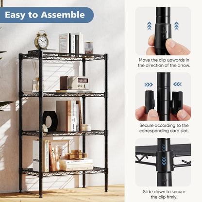 DUMOS 4-Tier Metal Storage Shelves, Wire Shelving, Storage Rack, 23.3" W