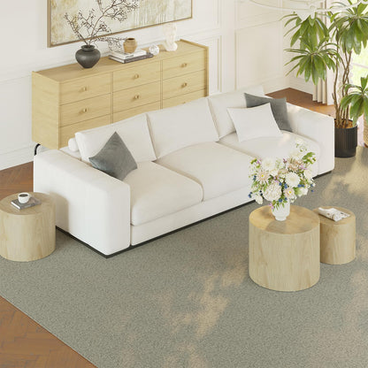 Vikiullf Nesting Coffee Table Set of 3, Round Wooden Coffee Tables, Modern Circle Table for Living