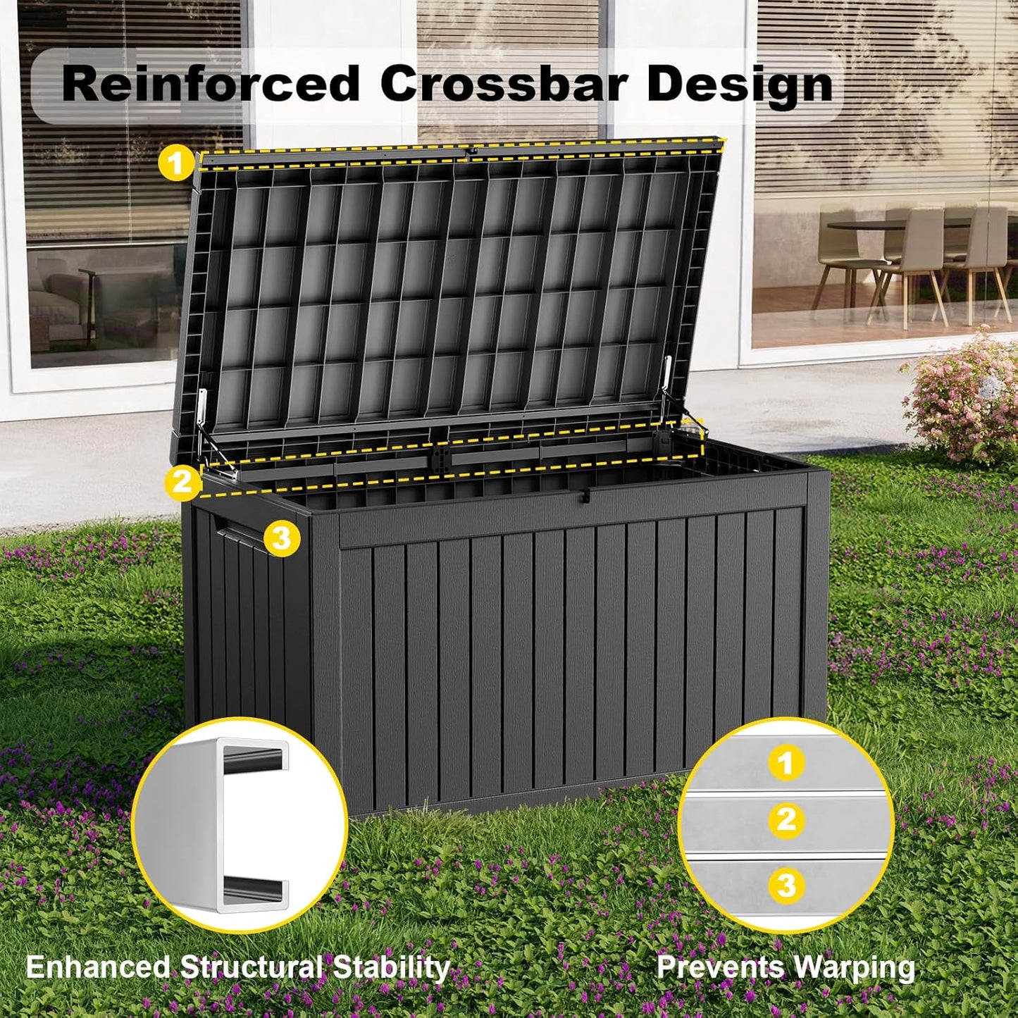 230 Gallon Outdoor Deck Box,Storage Lockable Waterproof Patio Furniture,Garden Tools,Cushions,Pool