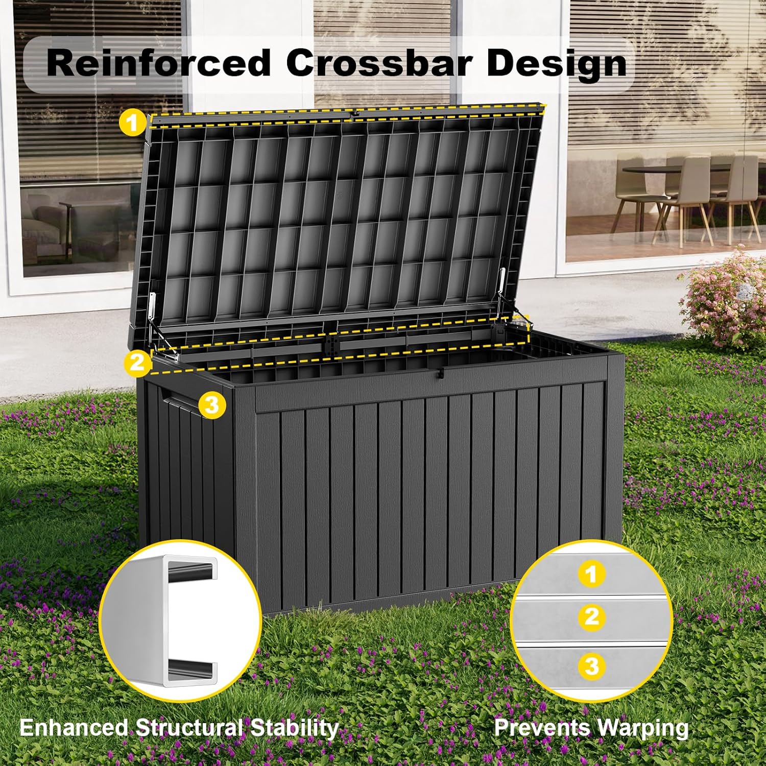 230 Gallon Outdoor Deck Box,Storage Lockable Waterproof Patio Furniture,Garden Tools,Cushions,Pool