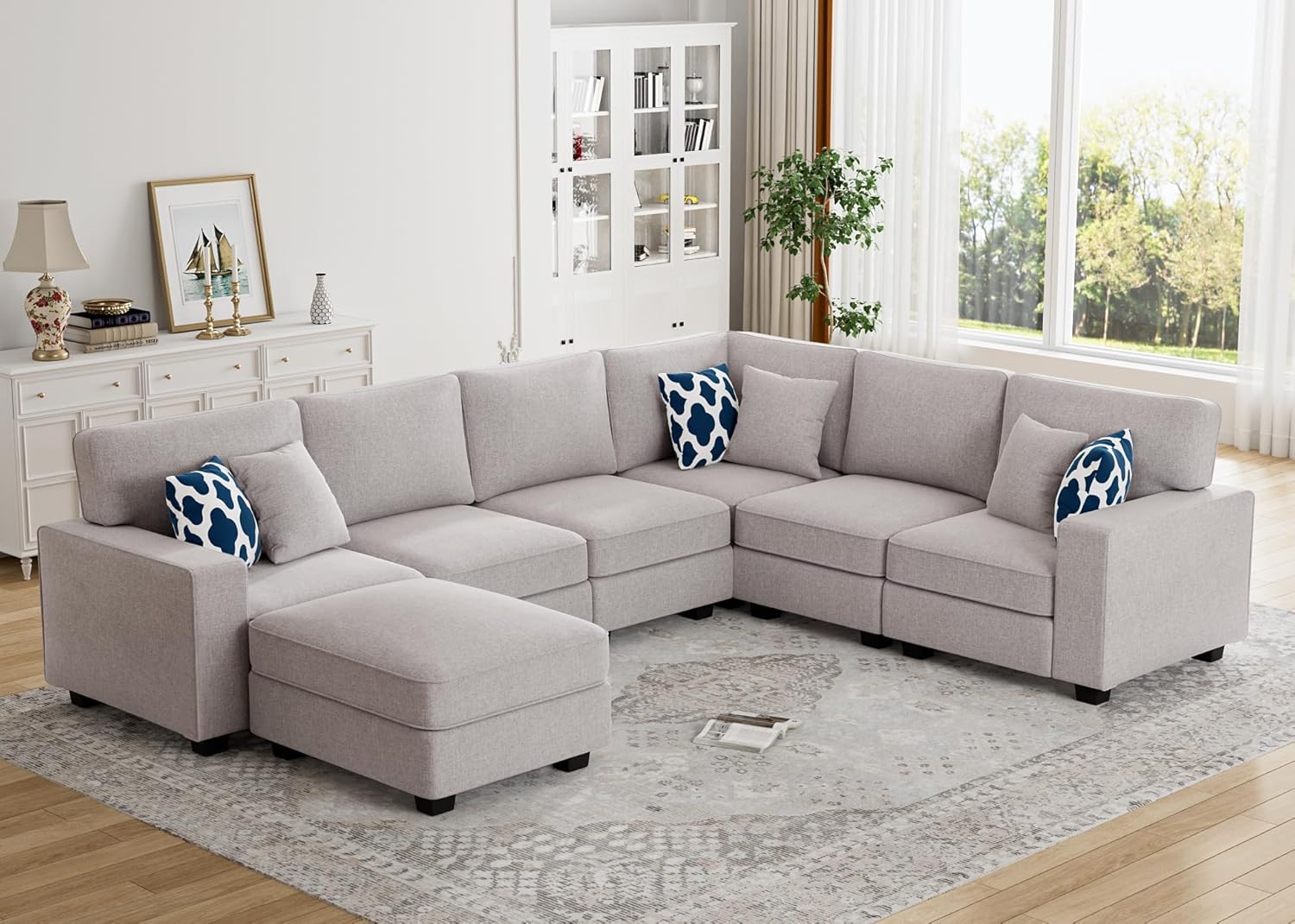 L Lengend Vansen Modular Sectional Sofa U Shaped Couch with Ottoman Modern Reversible Corner