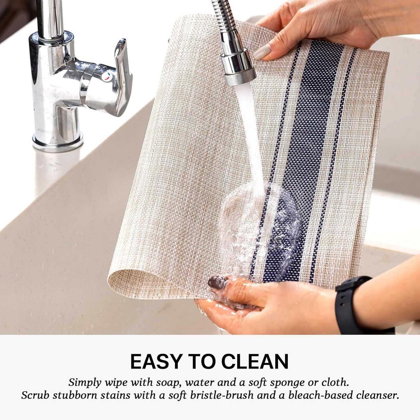 LEXMORE Placemats Set of 4 Vinyl/Plastic Woven Place Mats for Kitchen Table Indoor/Outdoor Washable