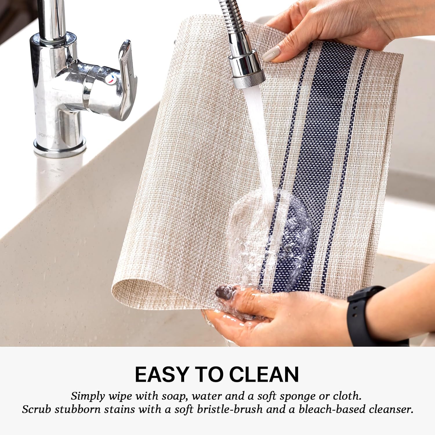 LEXMORE Placemats Set of 4 Vinyl/Plastic Woven Place Mats for Kitchen Table Indoor/Outdoor Washable